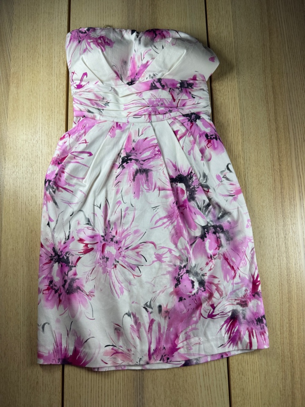 Snap Strapless Floral Sundress in Pink and White